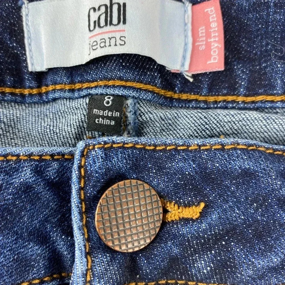 Cabi Jeans Denim Slim Boyfriend Celebrity Wash Stars Raw Hem Stretch Womens 8 - Picture 6 of 10
